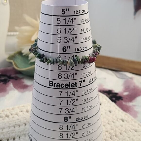 Ruby Fuchsite Chip Bracelet | Dragon Stone Stretch Boho Healing Crystal Gift - Picture 7 of 8